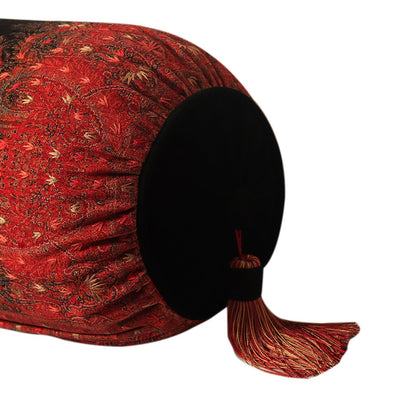 Jamawar Bolster Cushion - Black in Shanil  28&quot; X 10&quot;