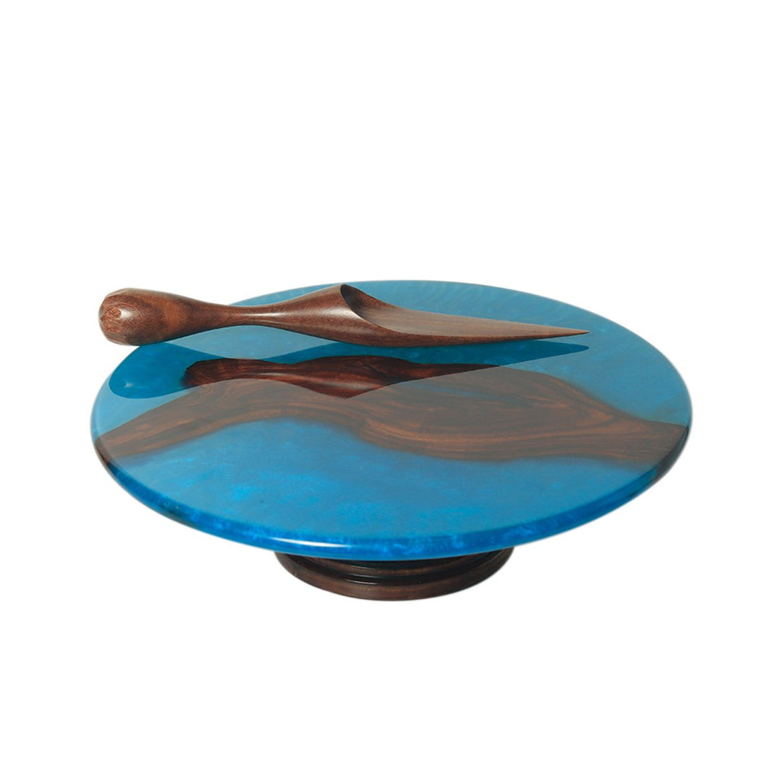 Island Cake Stand - Blue in wood and Resin