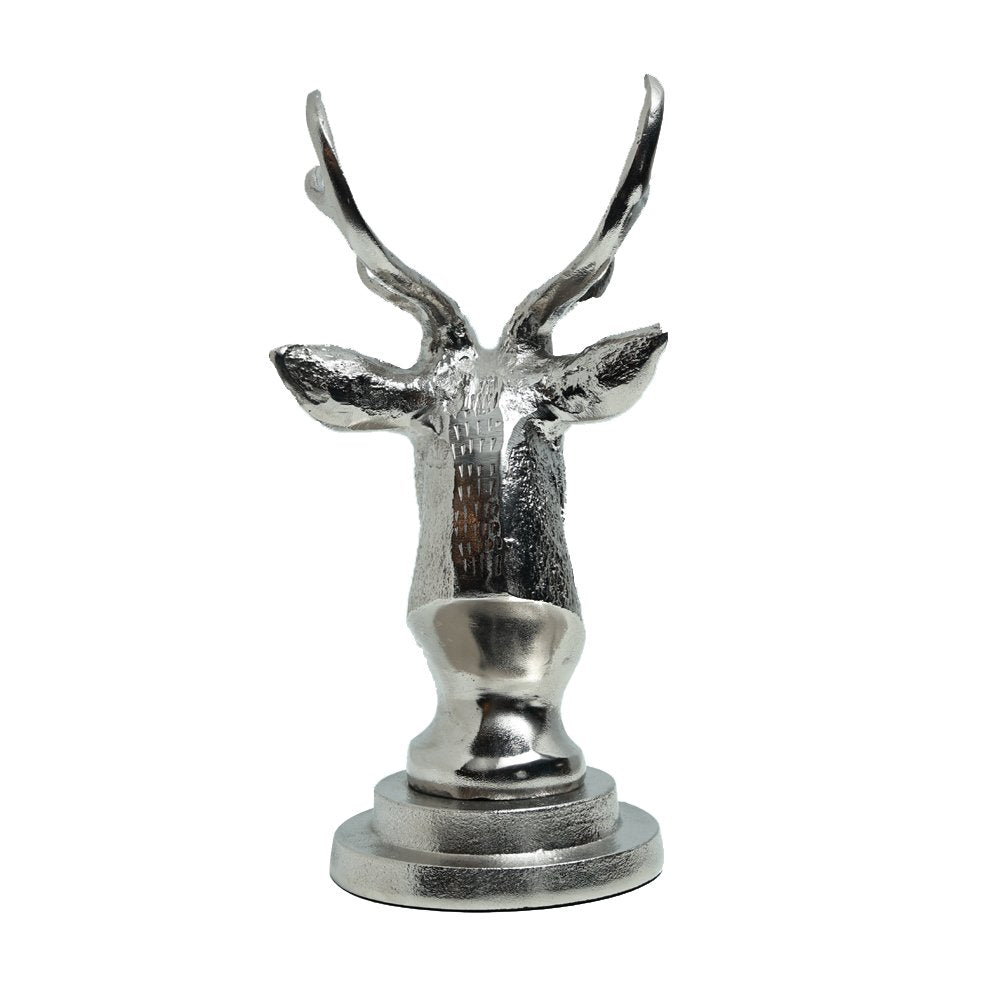 Antlered Deer Statue Silver