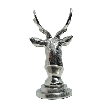 Antlered Deer Statue Silver