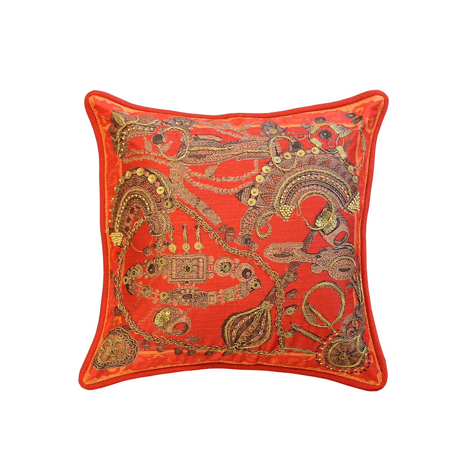 Apsara Cushion Cover – Red in Silk Blend 12&