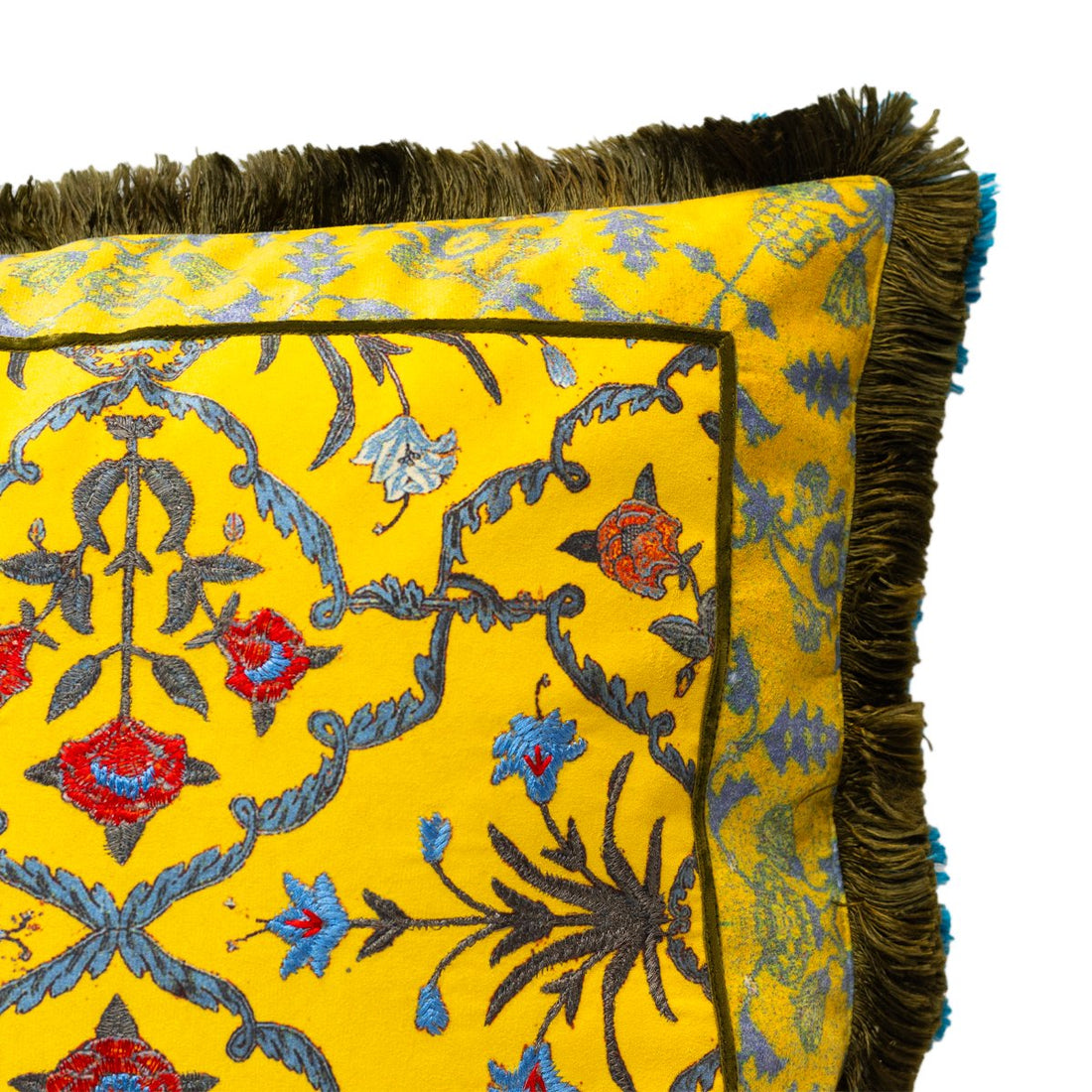 Chinar Cushion Cover - Mustard in Chenille  18&quot;x18&quot;