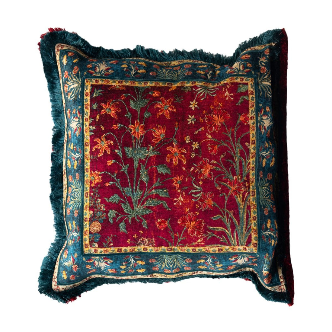 Chinar Cushion Cover - Teal in Chenille  18&quot;x18&quot;