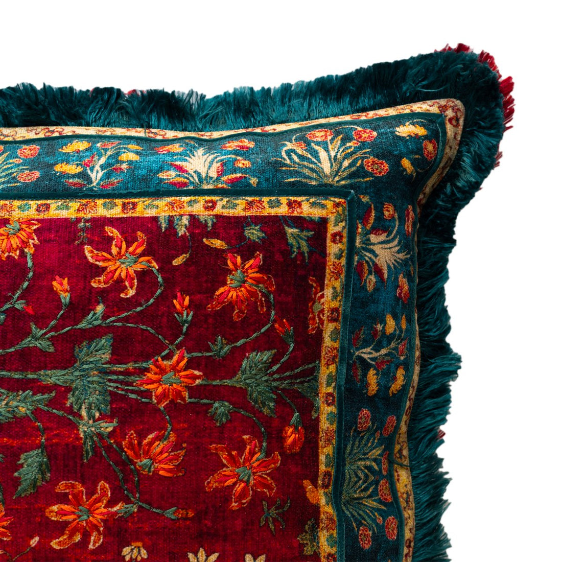 Chinar Cushion Cover - Teal in Chenille  18&quot;x18&quot;