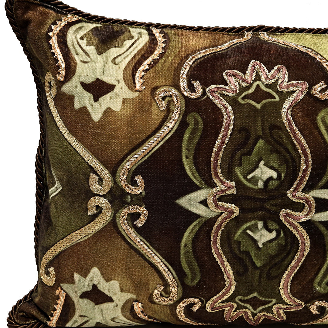 Noor Cushion Cover - Olive  in Shenil - 14x20