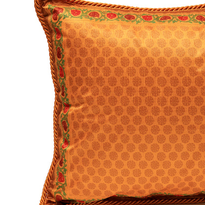 Mughal Cushion Cover - Orange in Silk Blend 14&