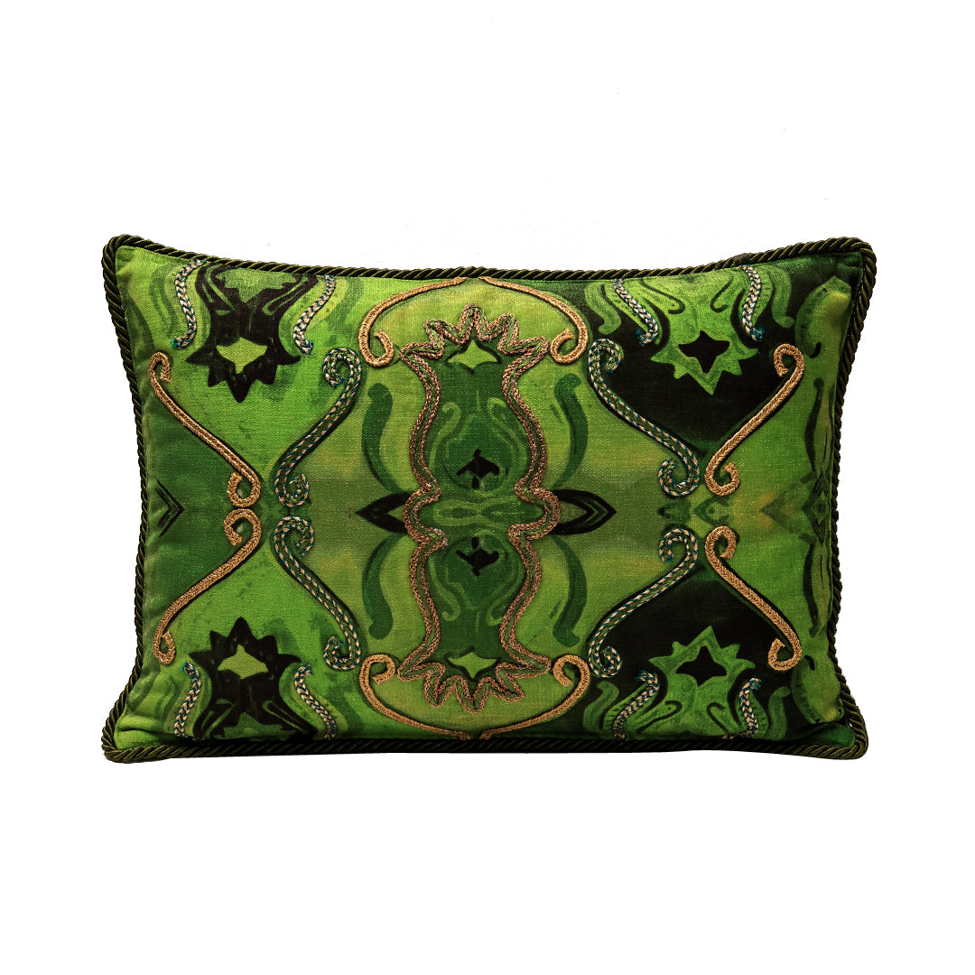 Noor Cushion Cover - Green  in Shenil - 14x20