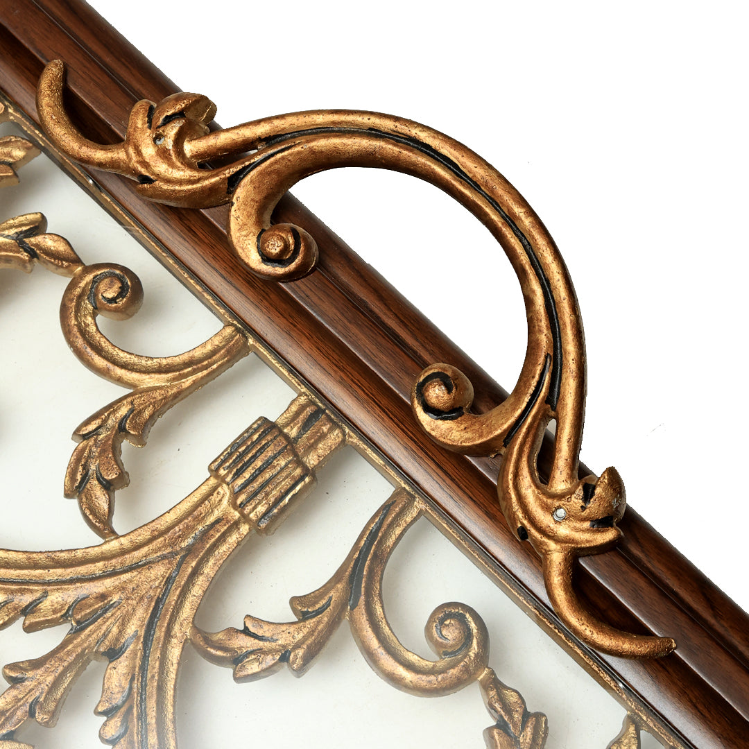 Naaz Tray - Large  in Teak Wood and Metal