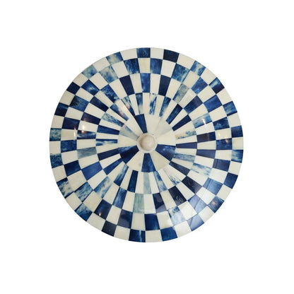 Round Chequered Box - Blue Large