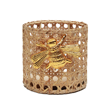 Holder - Decorative Golden Bee in Rattan