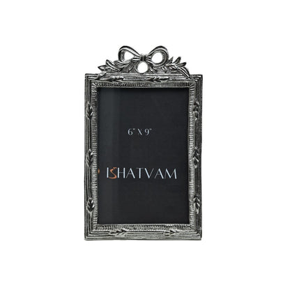 Bow Embellished Frame Silver 6&quot; X 9&quot;