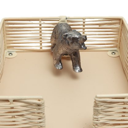 Napkin Holder - Decorative Silver Bear in Rattan