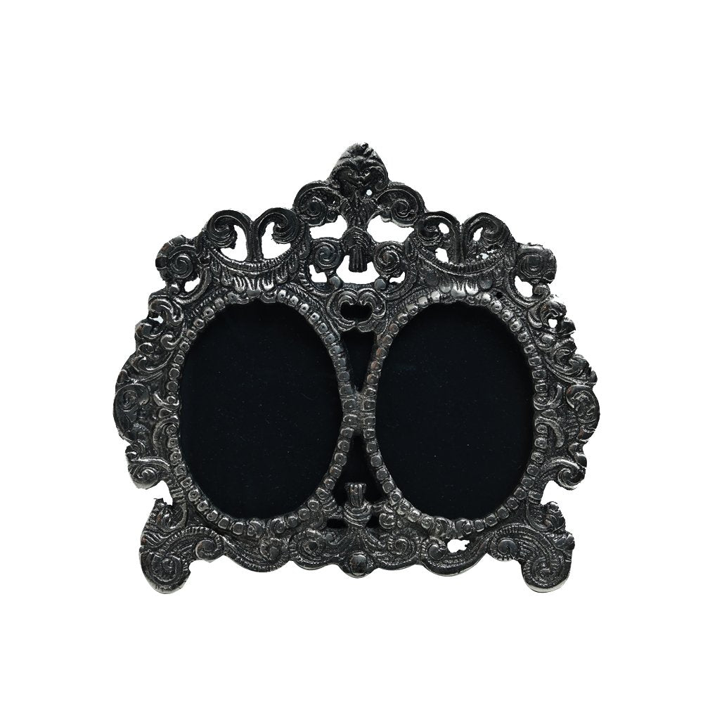 Vintage Oval Dual Frame  - Silver in Metal 3&quot; X 4.5&quot;