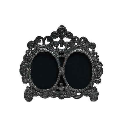 Vintage Oval Dual Frame  - Silver in Metal 3&quot; X 4.5&quot;