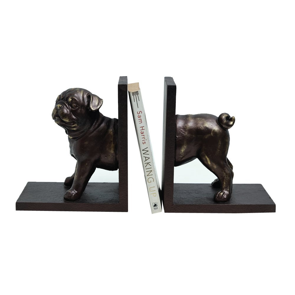 Pug Bookends - Black in Resin