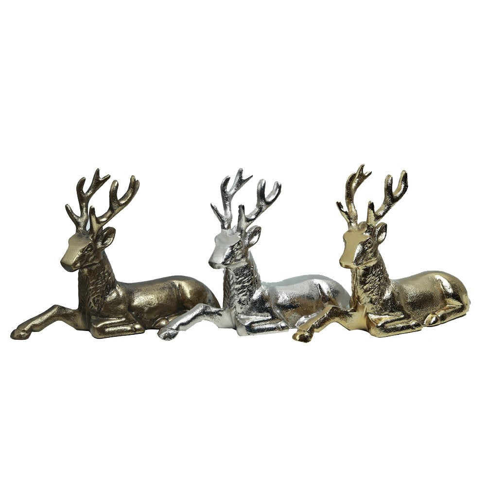 Resting Stag in Antique - Gold in Metal
