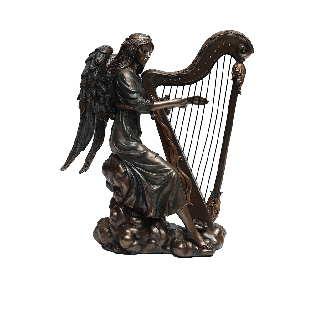 Angel with Harp - Gold in Resin