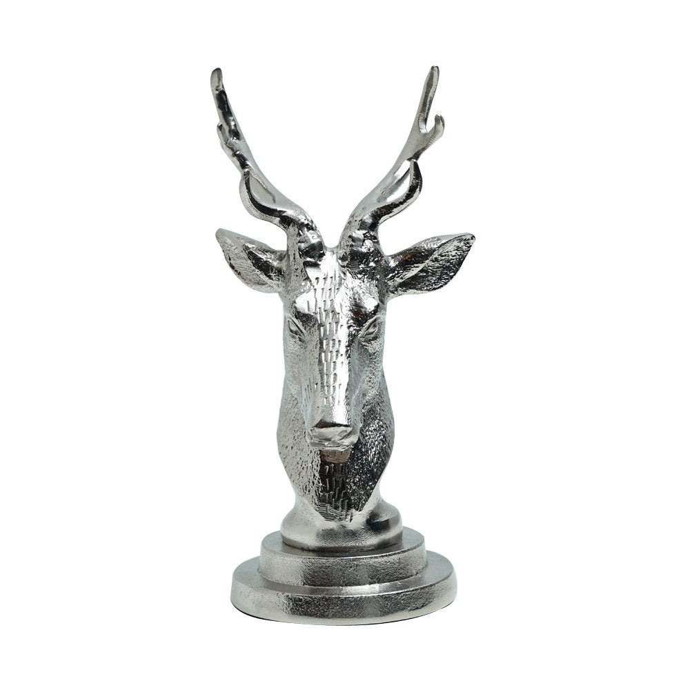 Antlered Deer Statue Silver