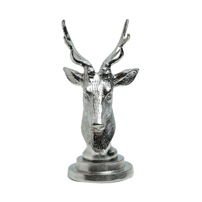 Antlered Deer Statue Silver