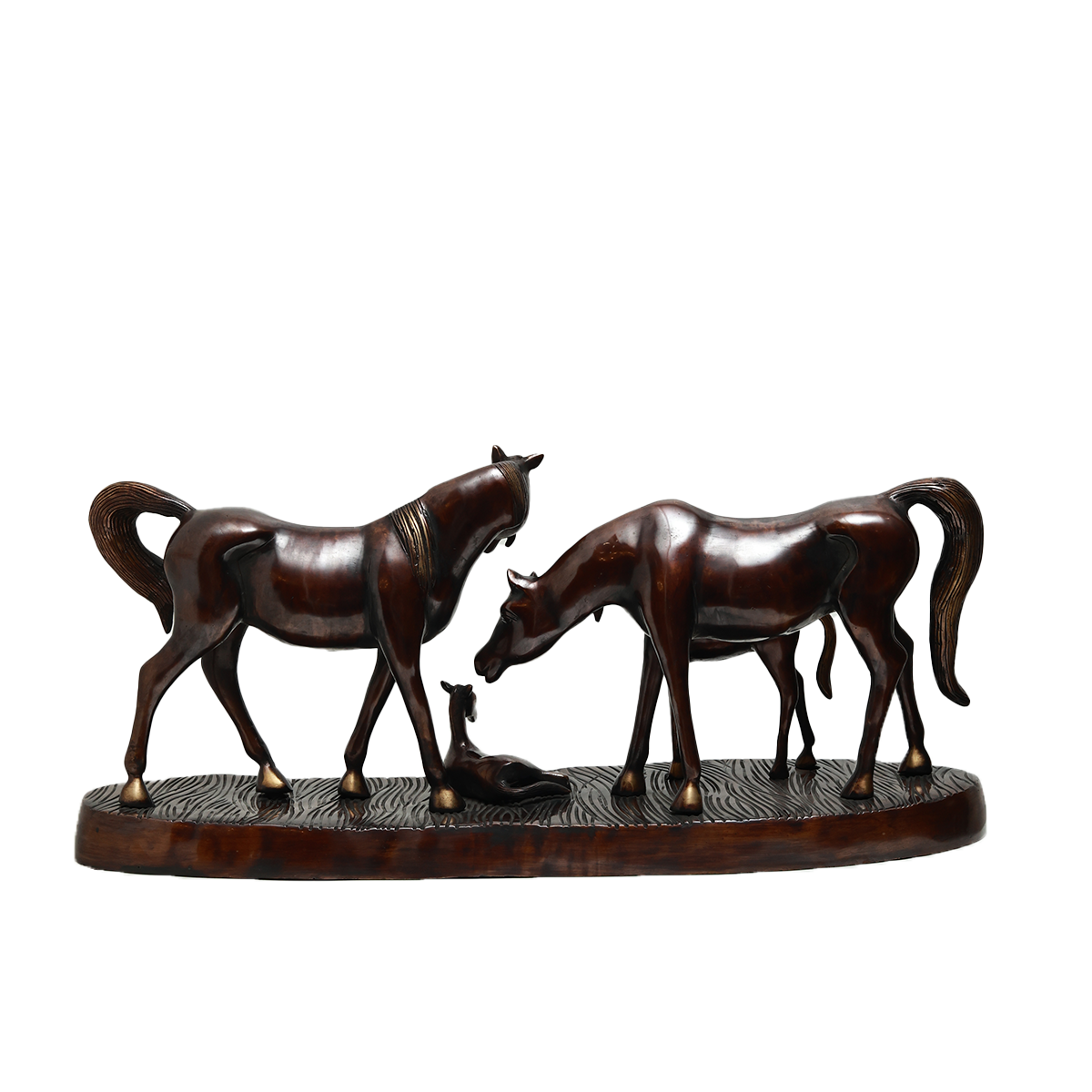 Horse Family - Sculpture in Brass