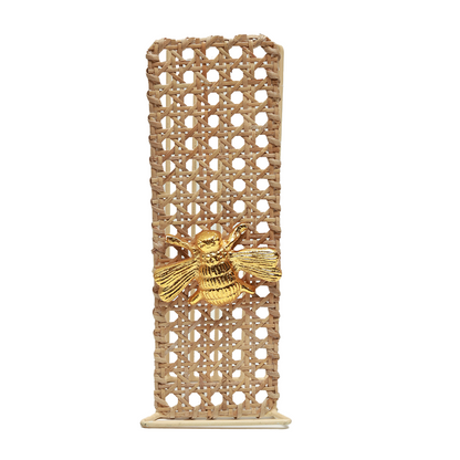 Towel Stand - Golden Bee Accent in Rattan