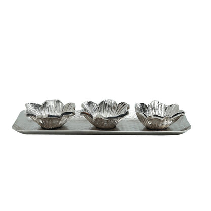 Silver Blossom Tray Set of 3