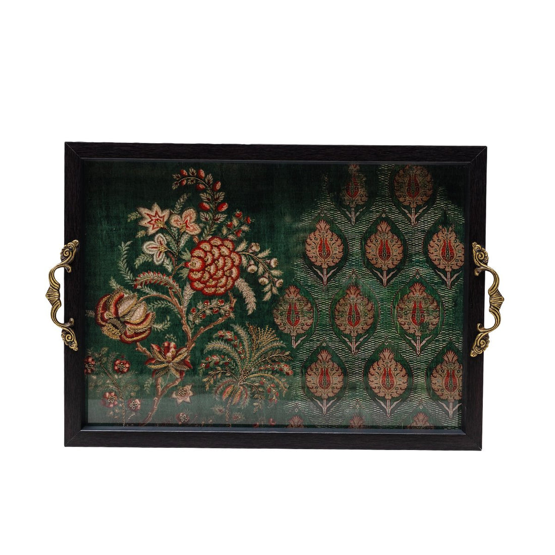 Odyssey Jahrokha Tray - Green Medium in Wood and Glass