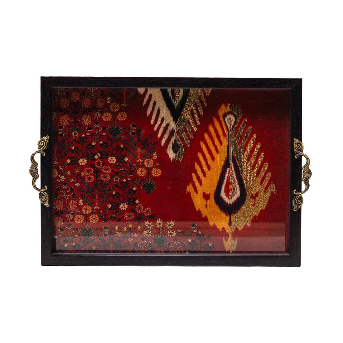 Odyssey Aaina Tray - Red Medium in Wood and Glass