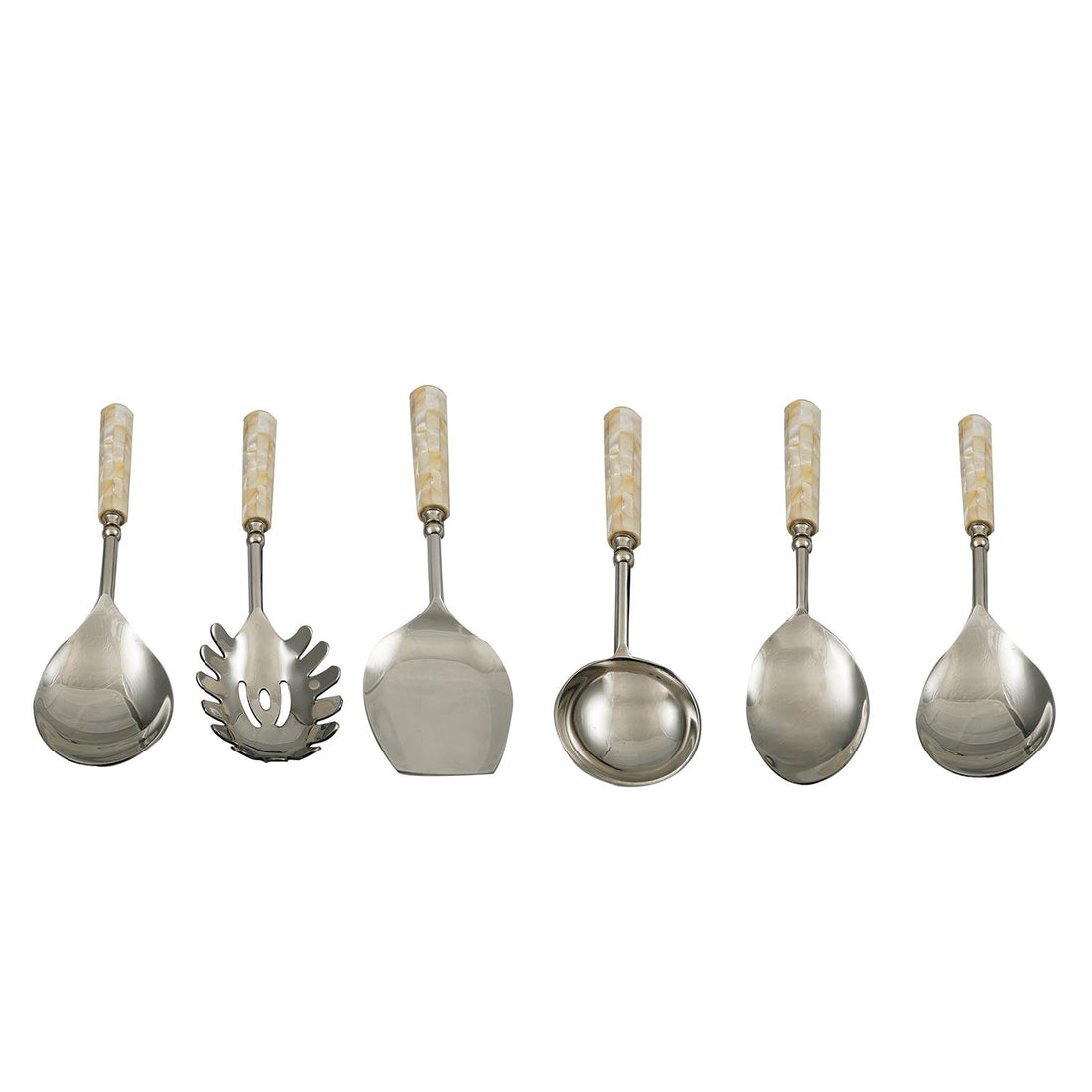 Plain Pearl Serving Set - Metal and Acrylic