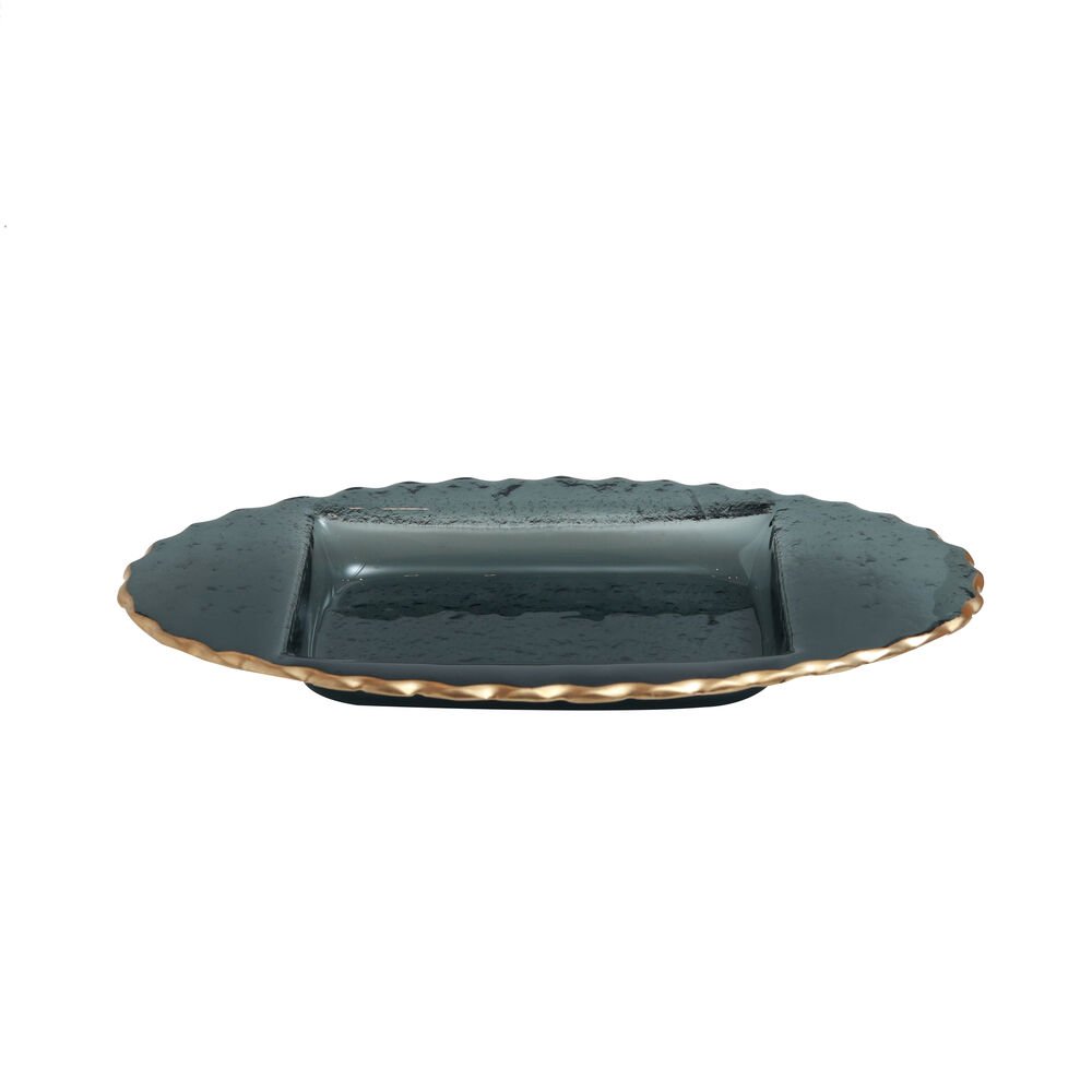 Smoky Platter - Large in Glass and Gold
