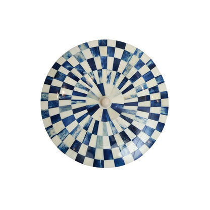 Round Chequered Box - Blue Small