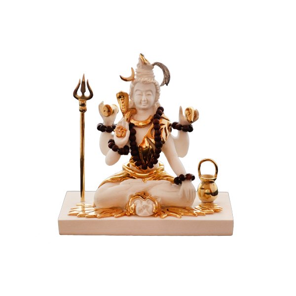Bholenath Shiv Idol - White in Resin and Gold Plated