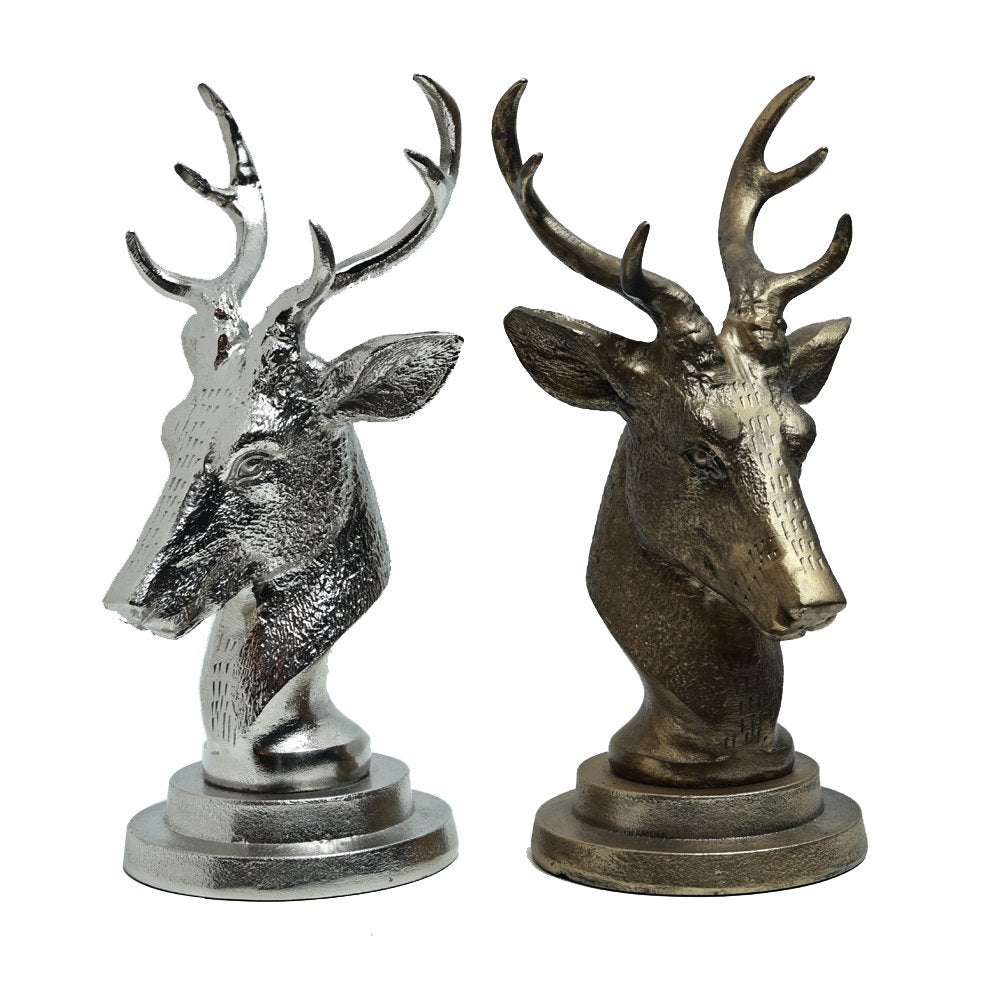 Antlered Deer Statue Silver