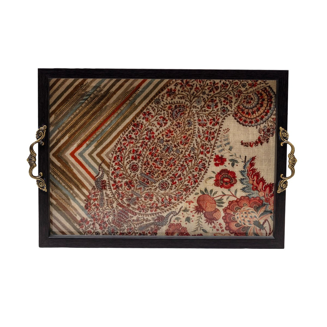 Odyssey Aaina Tray - Beige Medium in Wood and Glass