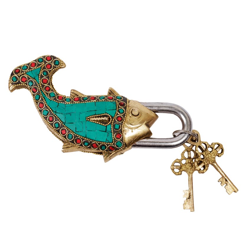Matsya Lock - Firoza in Brass