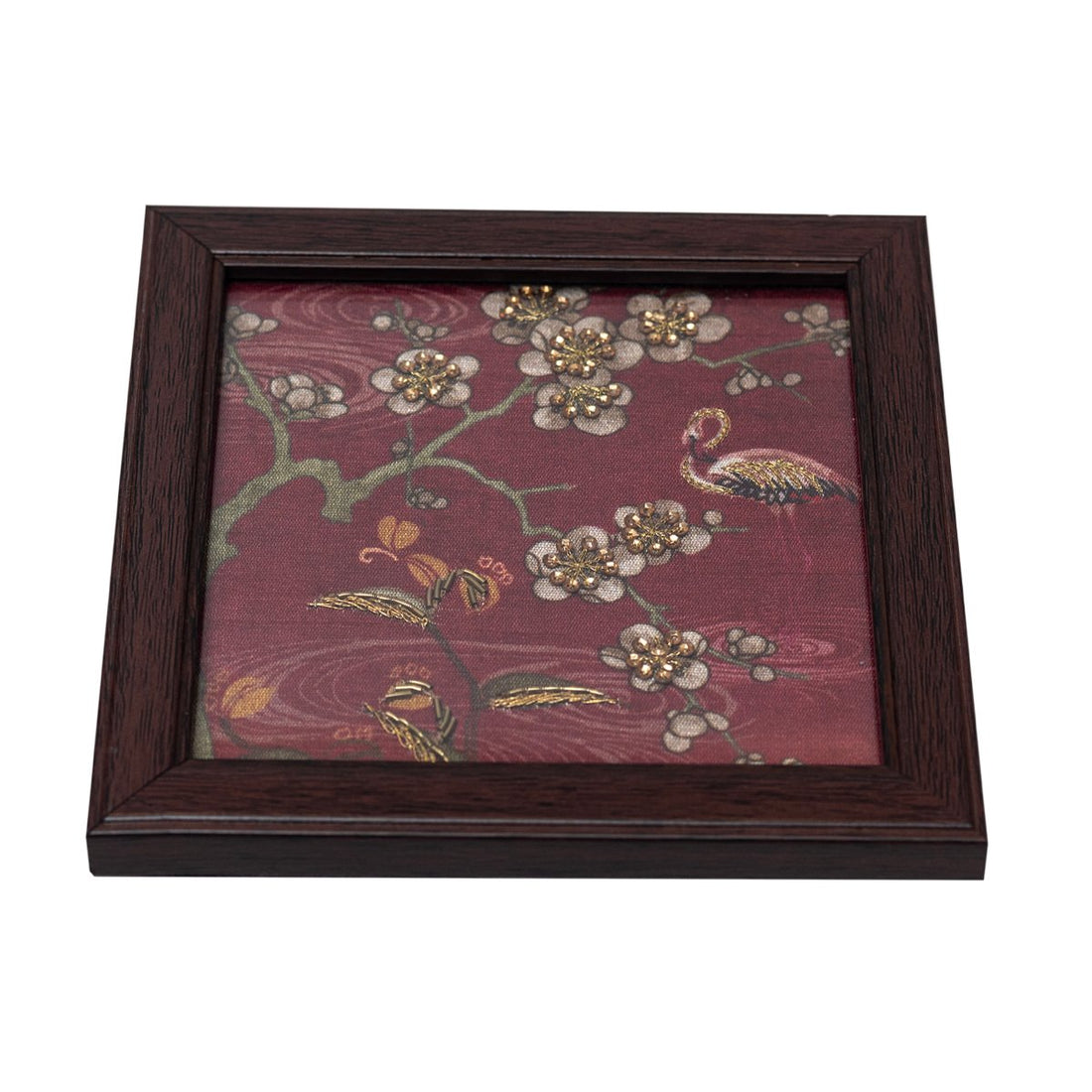 Odyssey Jharokha Coaster - Maroon in Wood and Glass