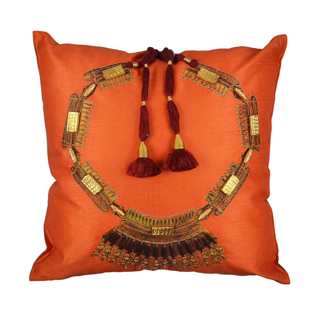 Apsara Haar Cushion Cover – Orange in Silk Blend 16&