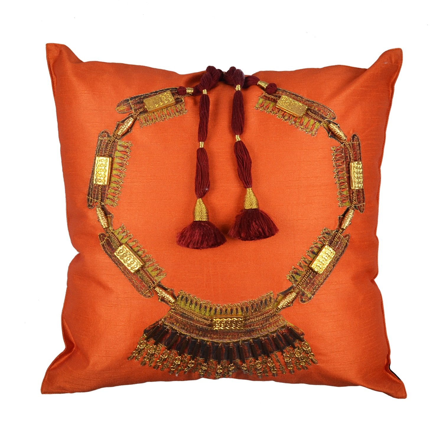 Apsara Gehna Cushion Cover – Orange in Silk Blend 16&