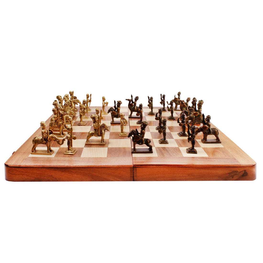 Indian Chess Set - Brass and Wood