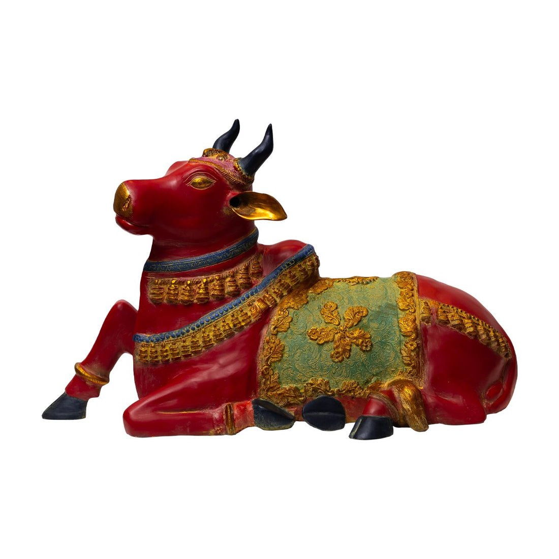 Sitting Nandi - Colored in Brass