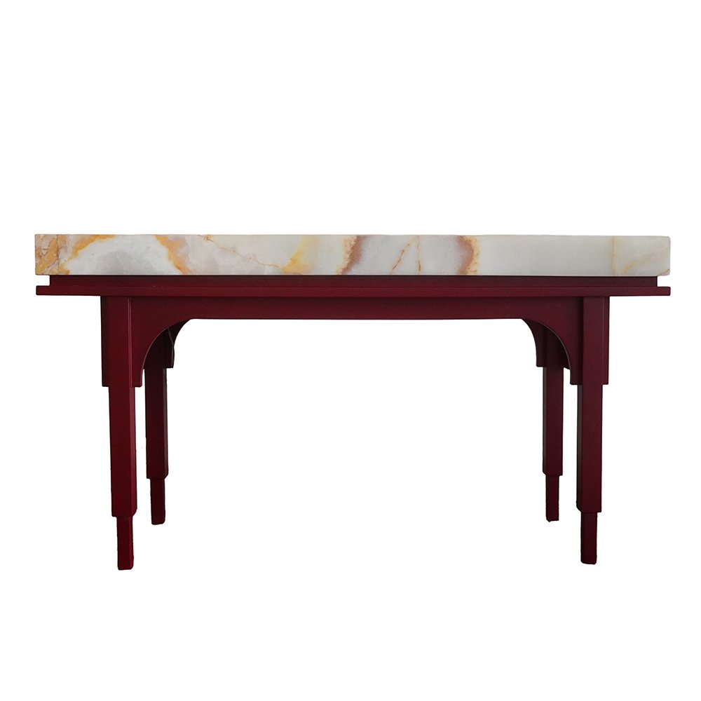 Glow Console - Onyx With Teak Wood