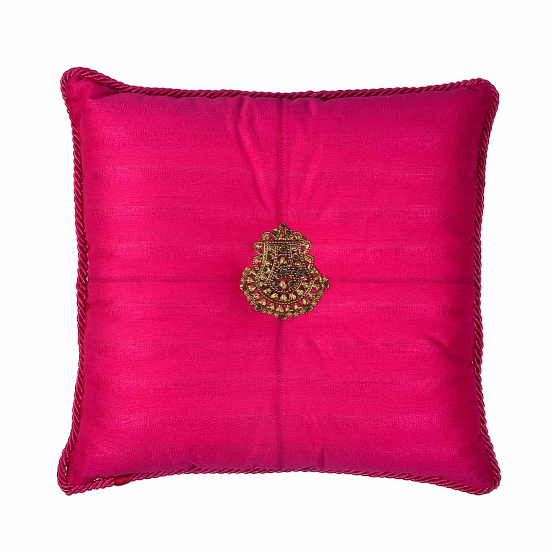 Tika-Resham Cushion - Magenta in Silk Blend 18&