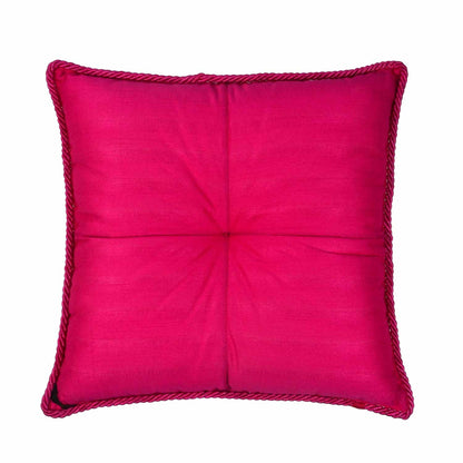 Tika-Resham Cushion - Magenta in Silk Blend 18&