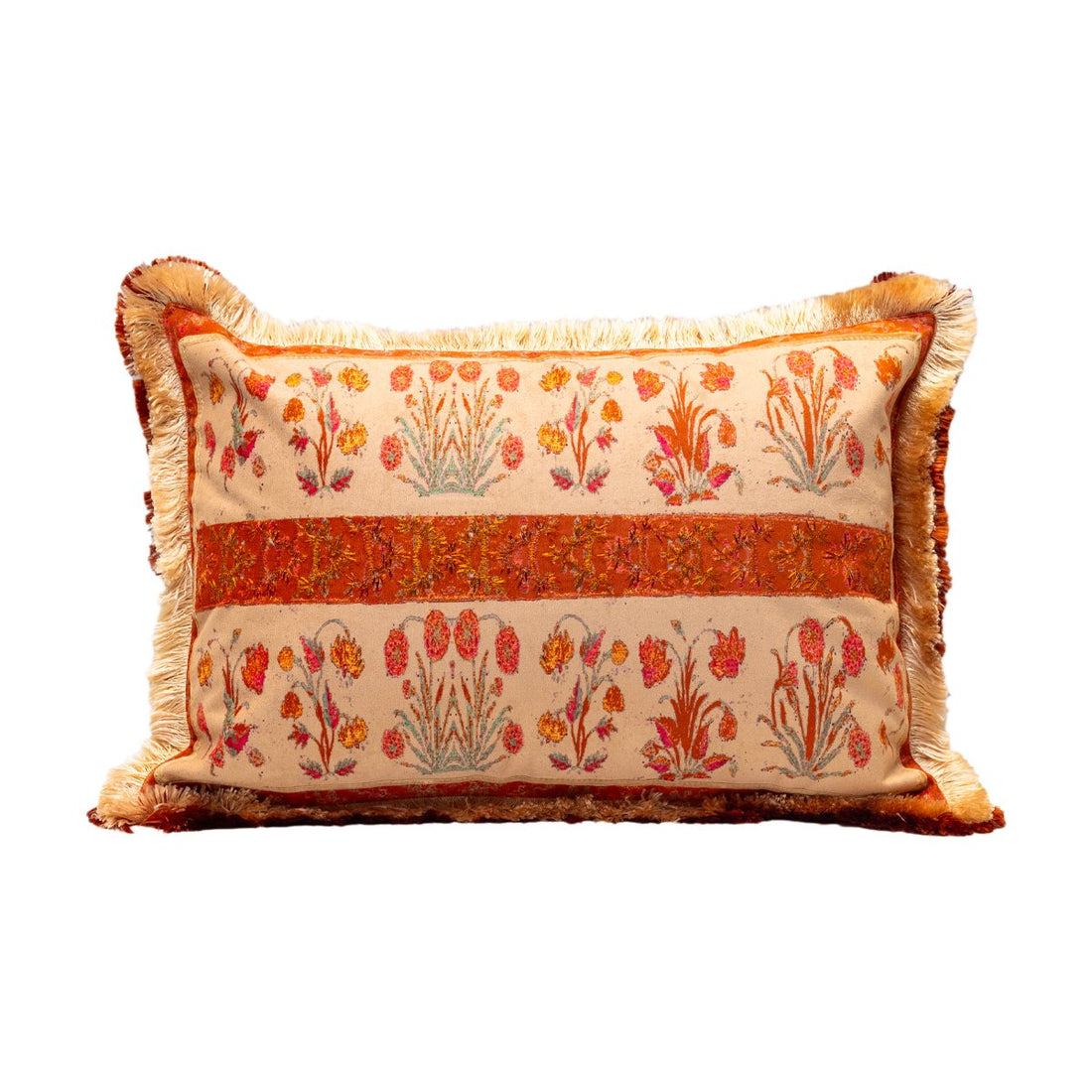 Chinar Cushion Cover - Salmon Peach in Chenille  14&quot;x20&quot;