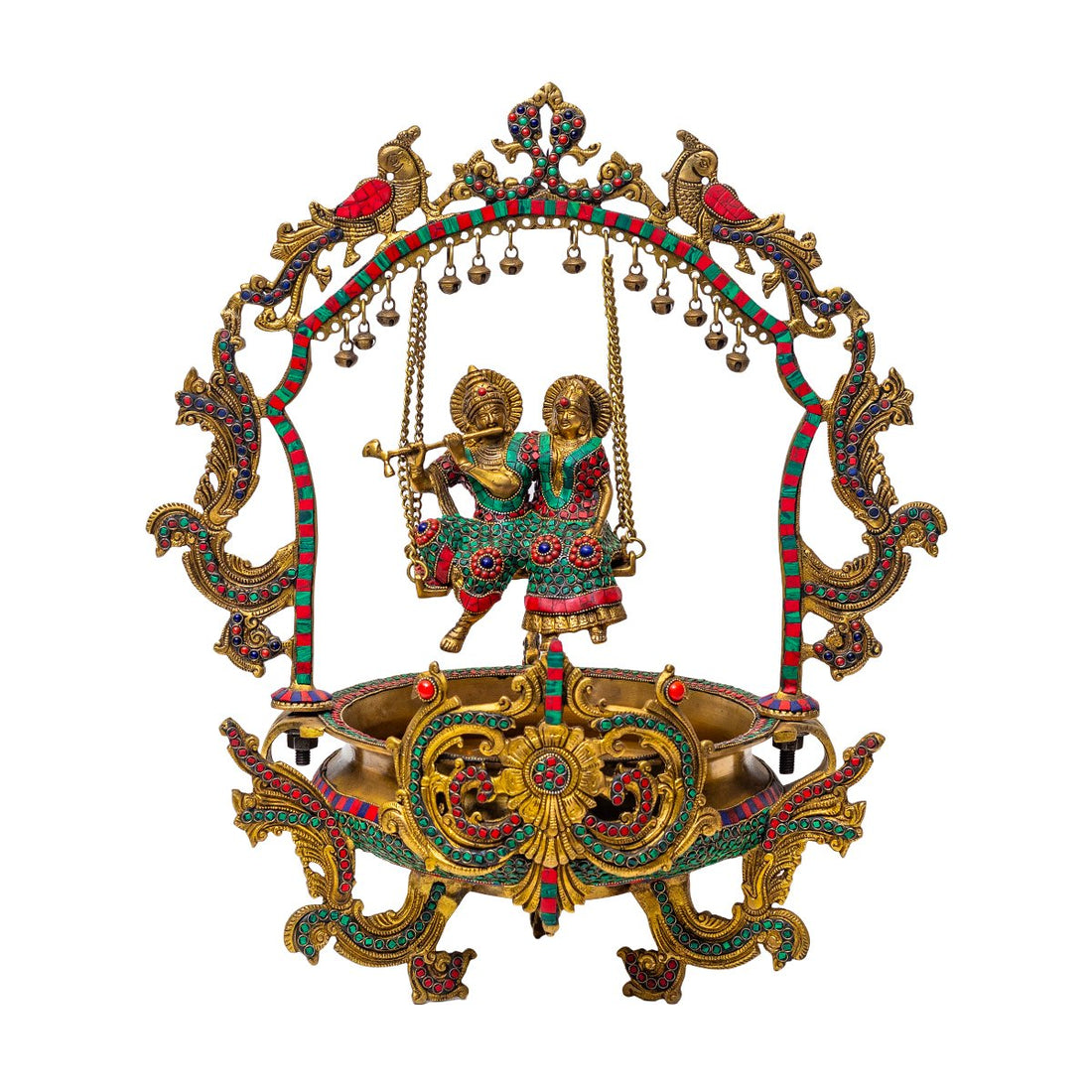 Radha Krishna With Ghungroo – Urli Firoza in Brass