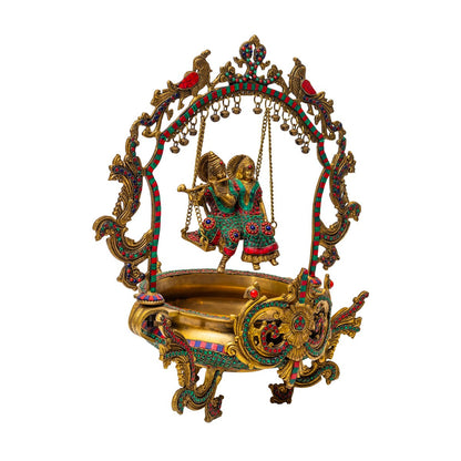 Radha Krishna With Ghungroo – Urli Firoza in Brass