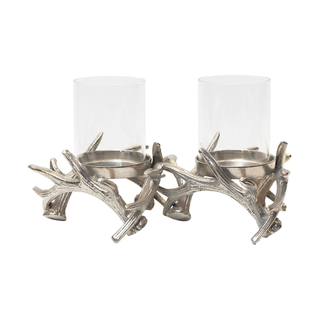 Candle Stand - Silver in Metal and Glass