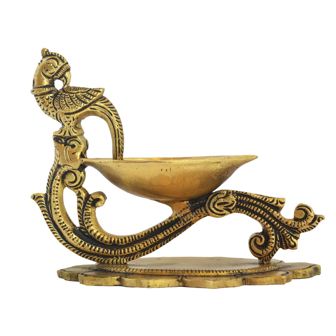 Parrot Diya With Handle in Brass