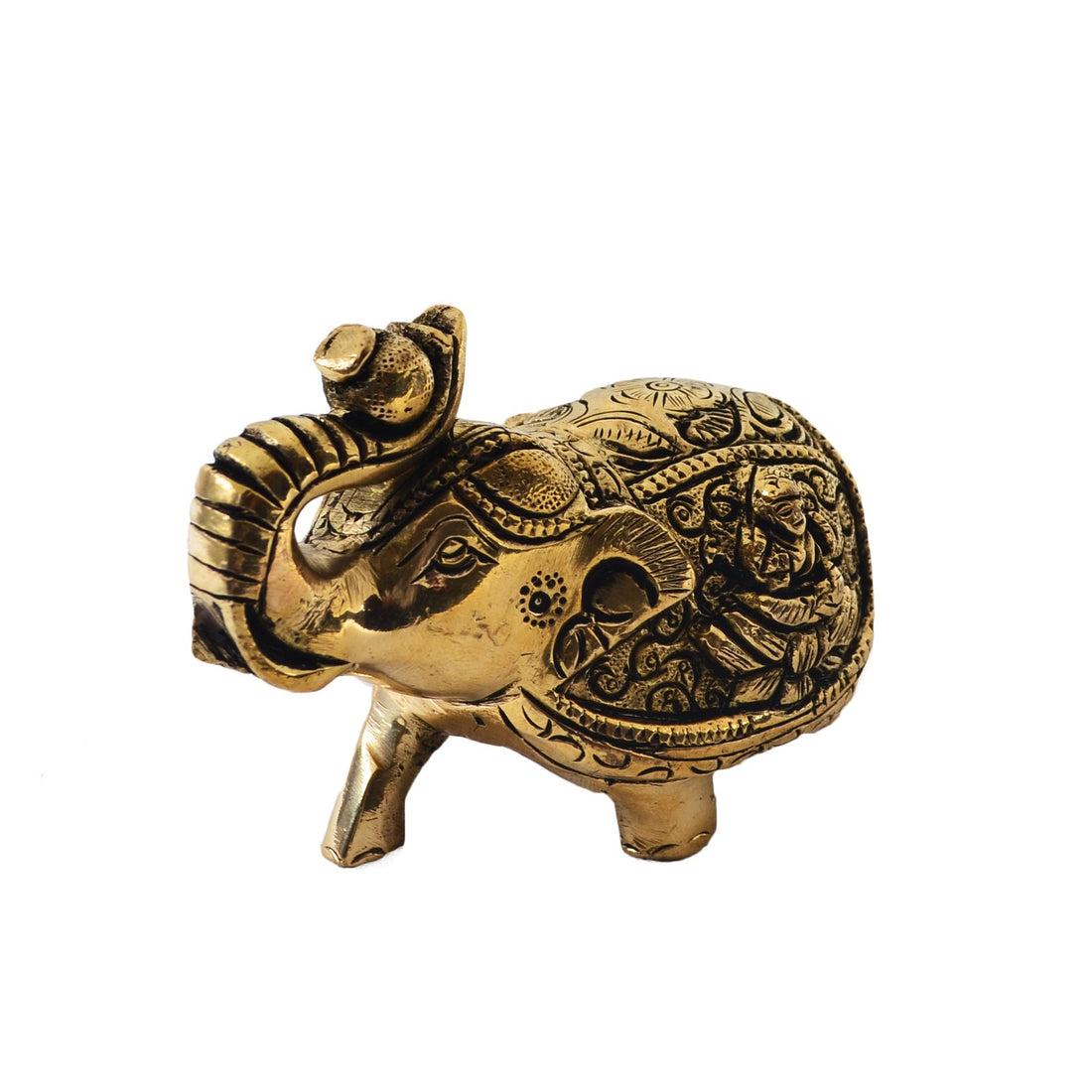 Elephant With Laxmi - Small in Brass