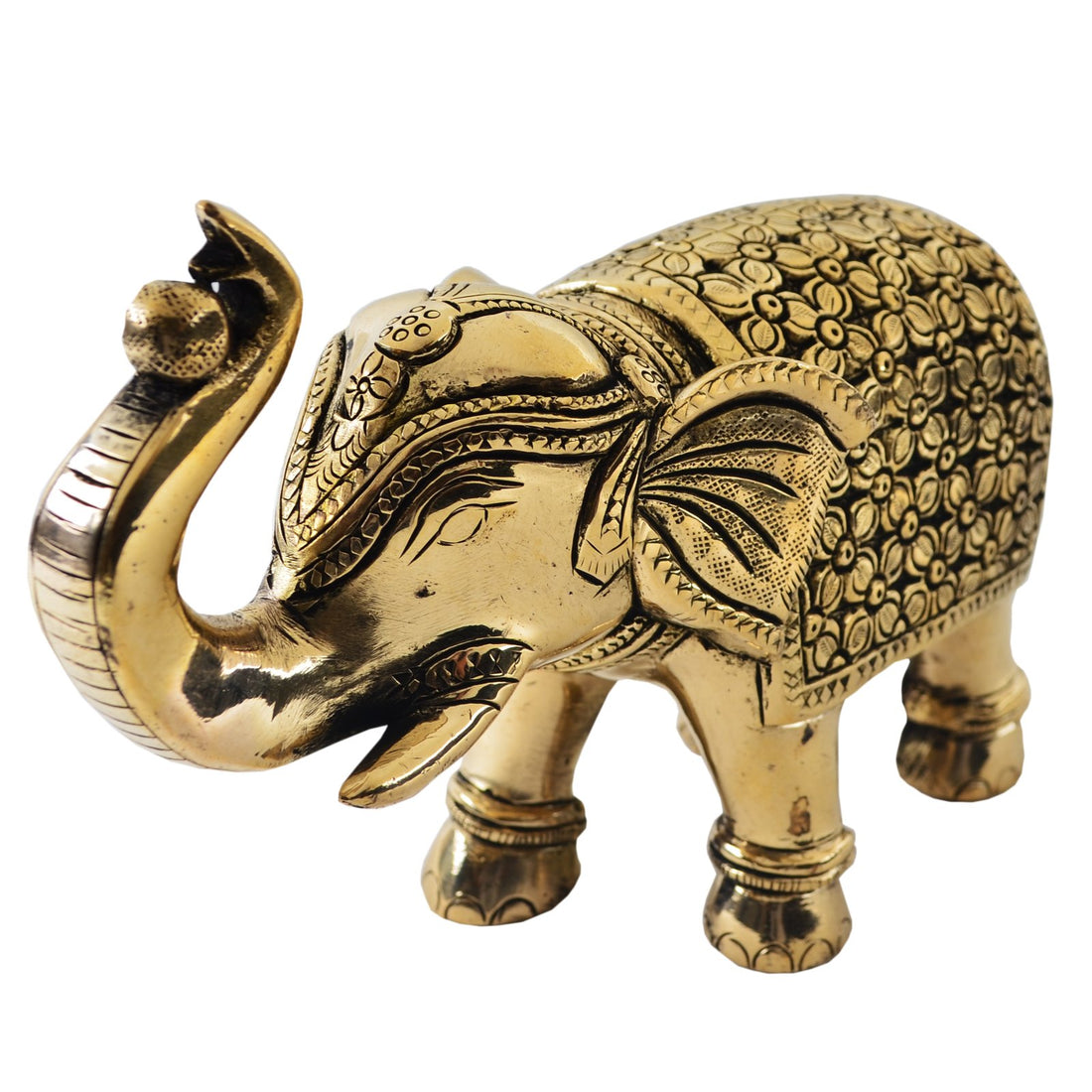 Elephant With Laxmi - Small in Brass